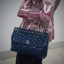 Load image into Gallery viewer, Chanel Quilted In the Business navy blue patent leather Flap bag TWS