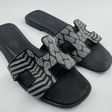 Load image into Gallery viewer, Hermes Silver Black Sandals