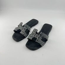 Load image into Gallery viewer, Hermes Silver Black Sandals