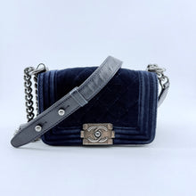 Load image into Gallery viewer, Chanel Navy Blue Velvet Mini Le Boy Bag