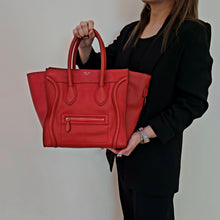 Load image into Gallery viewer, Celine Red Leather Micro Luggage Tote Bag TWS