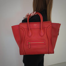 Load image into Gallery viewer, Celine Red Leather Micro Luggage Tote Bag TWS