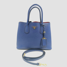 Load image into Gallery viewer, Prada Blue Saffiano Cuir Leather Medium Double Handle Tote TWS