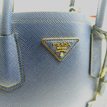 Load image into Gallery viewer, Prada Blue Saffiano Cuir Leather Medium Double Handle Tote TWS