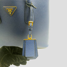 Load image into Gallery viewer, Prada Blue Saffiano Cuir Leather Medium Double Handle Tote TWS