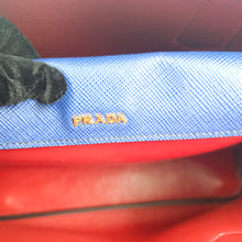 Load image into Gallery viewer, Prada Blue Saffiano Cuir Leather Medium Double Handle Tote TWS