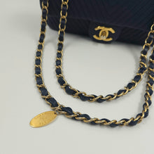 Load image into Gallery viewer, Chanel Blue Chevron Small Classic Flap Bag