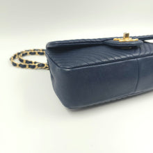 Load image into Gallery viewer, Chanel Blue Chevron Small Classic Flap Bag
