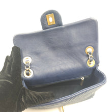 Load image into Gallery viewer, Chanel Blue Chevron Small Classic Flap Bag