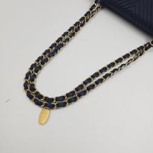 Load image into Gallery viewer, Chanel Blue Chevron Small Classic Flap Bag