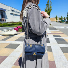 Load image into Gallery viewer, Chanel Blue Chevron Small Classic Flap Bag