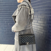 Load image into Gallery viewer, Chanel Black Quilted Patent Leather Medium Boy Flap Bag TWS
