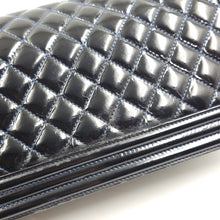 Load image into Gallery viewer, Chanel Black Quilted Patent Leather Medium Boy Flap Bag TWS