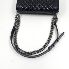 Load image into Gallery viewer, Chanel Black Quilted Patent Leather Medium Boy Flap Bag TWS