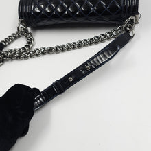 Load image into Gallery viewer, Chanel Black Quilted Patent Leather Medium Boy Flap Bag TWS
