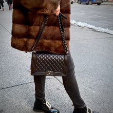 Load image into Gallery viewer, Chanel Medium Black Lambskin Ruthenium Hardware Le Boy Flap Bag