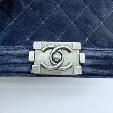 Load image into Gallery viewer, Chanel Navy Blue Velvet Mini Le Boy Bag
