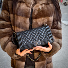 Load image into Gallery viewer, Chanel Medium Black Lambskin Ruthenium Hardware Le Boy Flap Bag