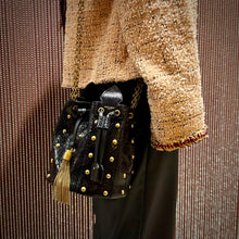 Load image into Gallery viewer, Saint Laurent Snakeskin Studded Anja Bucket Bag