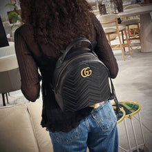 Load image into Gallery viewer, Gucci Matelasse GG marmont Chevron Quilted black leather backpack TWS