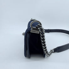 Load image into Gallery viewer, Chanel Navy Blue Velvet Mini Le Boy Bag