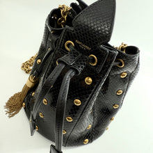 Load image into Gallery viewer, Saint Laurent Snakeskin Studded Anja Bucket Bag