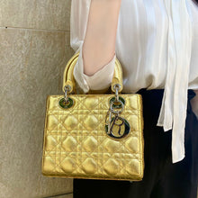 Load image into Gallery viewer, Dior Metallic Grained Calfskin Cannage Small Lucky Badges My Lady Dior Gold