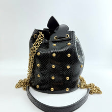 Load image into Gallery viewer, Saint Laurent Snakeskin Studded Anja Bucket Bag