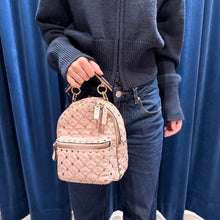 Load image into Gallery viewer, VALENTINO GARAVANI Nappa Quilted Mini Rockstud Spike Backpack Poudre