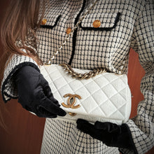 Load image into Gallery viewer, Chanel white quilted leather pondicherry flap bag TWS