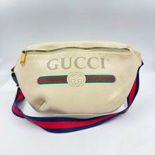 Load image into Gallery viewer, Gucci Unisex Small Logo Print White Leather Messenger Belt Bag TWS