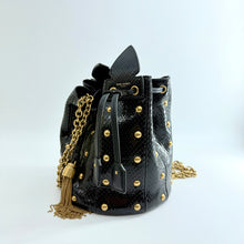 Load image into Gallery viewer, Saint Laurent Snakeskin Studded Anja Bucket Bag