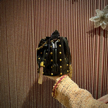 Load image into Gallery viewer, Saint Laurent Snakeskin Studded Anja Bucket Bag