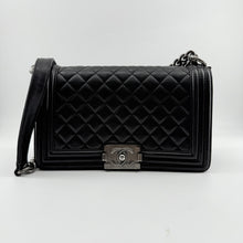 Load image into Gallery viewer, Chanel Medium Black Lambskin Ruthenium Hardware Le Boy Flap Bag