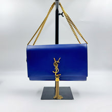 Load image into Gallery viewer, Saint Laurent Blue Calfskin Small Monogram Kate Tassel Bag TWS