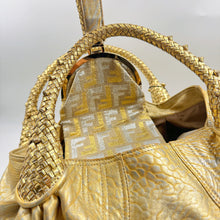 Load image into Gallery viewer, Fendi Metallic Gold Holographic Textured Leather Spy Hobo TWS