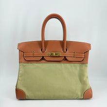 Load image into Gallery viewer, Hermes Brikin 35 Brown Epsom Olivia Canvas Gold Year2016