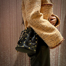 Load image into Gallery viewer, Saint Laurent Snakeskin Studded Anja Bucket Bag