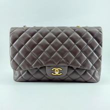 Load image into Gallery viewer, Chanel Brown Lambskin Jumbo Classic Flap Bag TWS