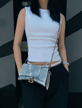 Load image into Gallery viewer, Balenciaga Denim Hourglass Wallet On Chain