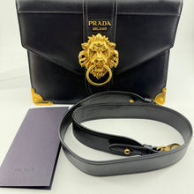 Load image into Gallery viewer, Prada Soft Saffiano Lions Head Cahier Shoulder Bag