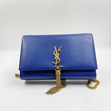 Load image into Gallery viewer, Saint Laurent Blue Calfskin Small Monogram Kate Tassel Bag TWS