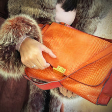 Load image into Gallery viewer, Celine Medium SnakeSkin Orange Trapeze Shoulder Bag TWS
