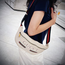 Load image into Gallery viewer, Gucci Unisex Small Logo Print White Leather Messenger Belt Bag TWS