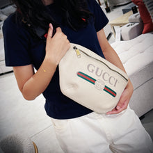Load image into Gallery viewer, Gucci Unisex Small Logo Print White Leather Messenger Belt Bag TWS