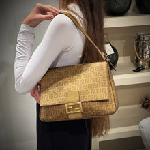 Load image into Gallery viewer, Fendi Gold Zucchino Canvas Mamma Forever Shoulder Bag TWS