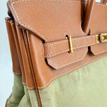 Load image into Gallery viewer, Hermes Brikin 35 Brown Epsom Olivia Canvas Gold Year2016