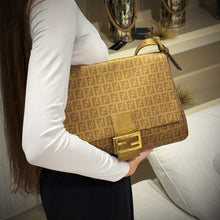 Load image into Gallery viewer, Fendi Gold Zucchino Canvas Mamma Forever Shoulder Bag TWS
