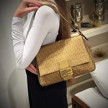 Load image into Gallery viewer, Fendi Gold Zucchino Canvas Mamma Forever Shoulder Bag TWS