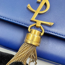 Load image into Gallery viewer, Saint Laurent Blue Calfskin Small Monogram Kate Tassel Bag TWS